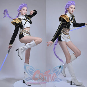 Rumi Cosplay Costume GOLDEN Black White Stage Outfit N09519 Costumes