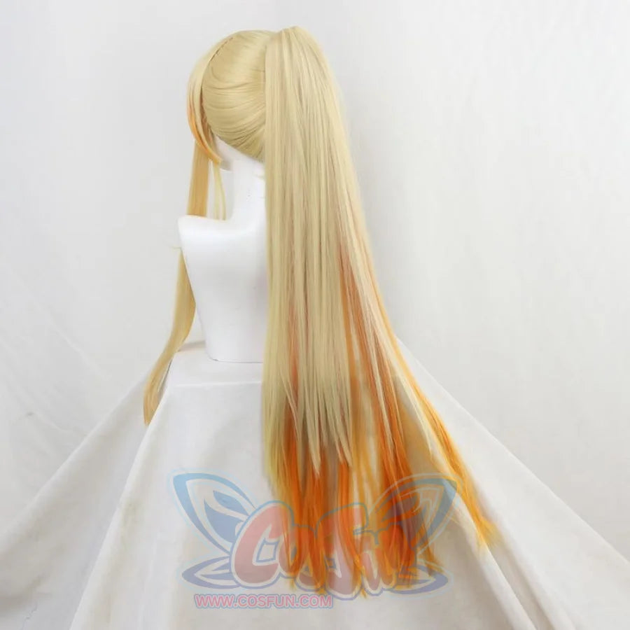 Demon Slayer Kimetsu No Yaiba Agatsuma Zenitsu Cosplay Wig Blone Long Ponytail Hair Type B Wigs