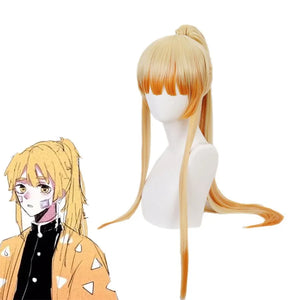 Demon Slayer Kimetsu No Yaiba Agatsuma Zenitsu Cosplay Wig Blone Long Ponytail Hair Type B Wigs