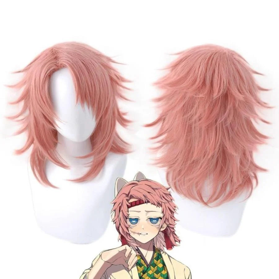 Demon Slayer Kimetsu No Yaiba Sabito Cosplay Wig Pink Mullet Hair Mp005668 Wigs