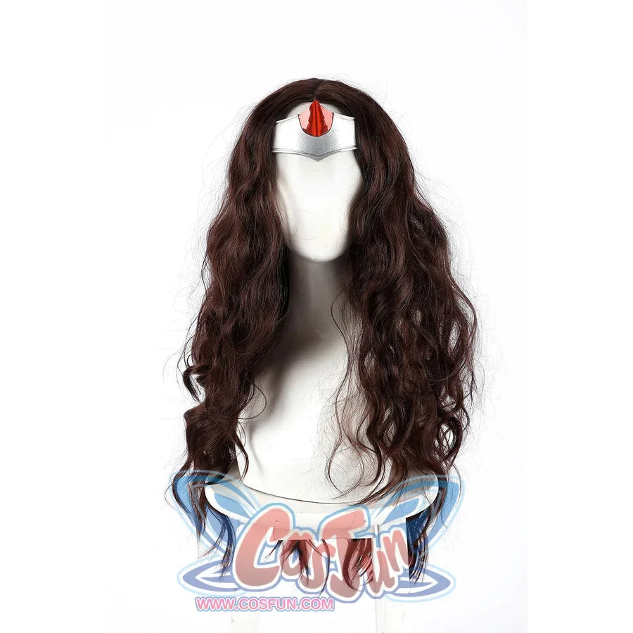 Diana Prince cosplay headpiece detail curves a silver band around the red center crest