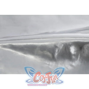 Diana Prince cosplay silver PU leather swatch shows a reflective metallic surface along the seam