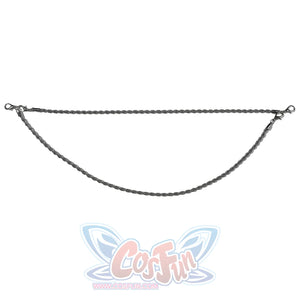 Doctor Doom cosplay chain flat lay with two silver-tone strands and end clips.