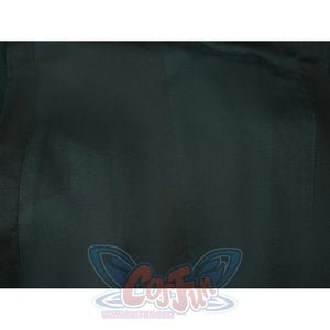 Doctor Doom cosplay green material close-up with a smooth woven surface.