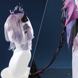 Genshin Impact Durin cosplay costume wig lavender hair black horns tail accessory piece