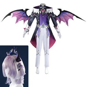 Genshin Impact Durin cosplay costume complete set purple wings dark armor white pants horn headpiece