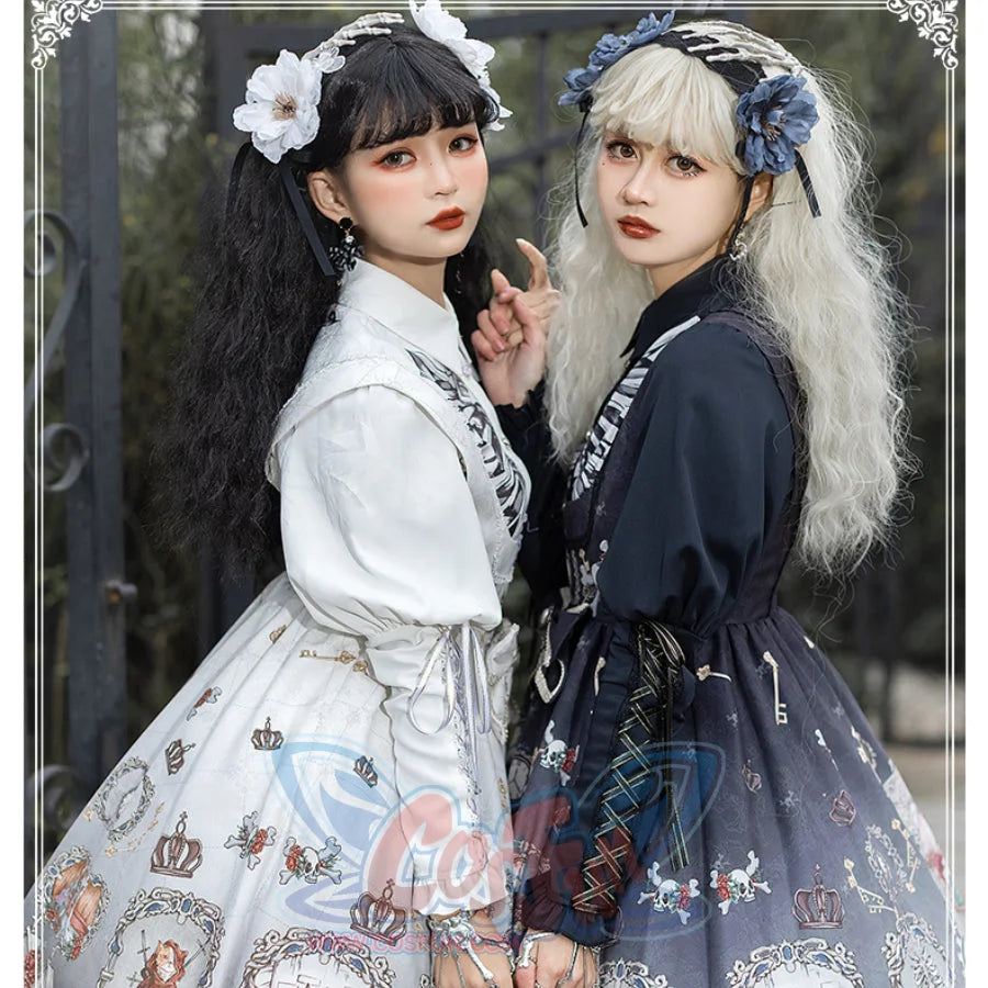 Vintage Gothic Lolita Jumper Skirt and Long-sleeved Shirt