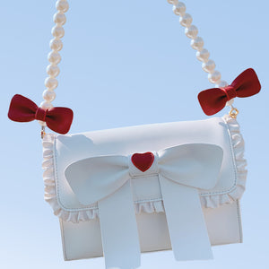 Lovely Pearl Chain Bowknot Crossbody Bag