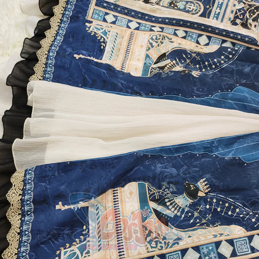 Egypt Style Gorgeous Side Opening Lolita Printed Skirt - cosfun