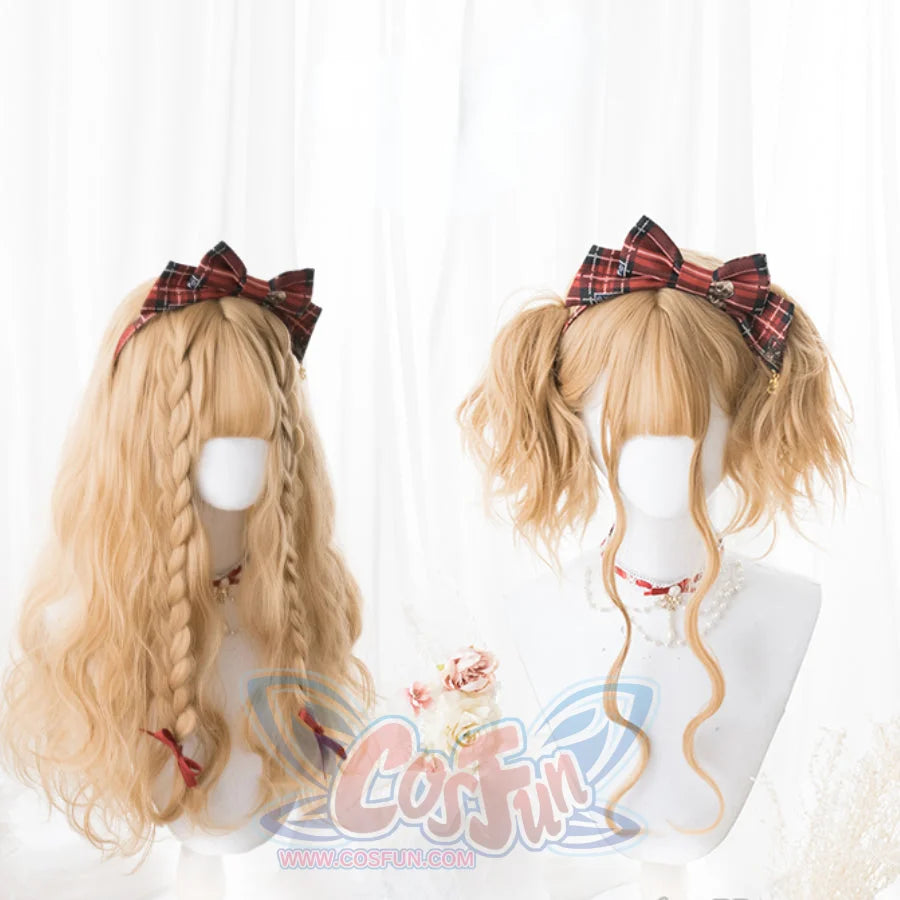 Harajuku Style Soft Girl Long Brunches Curly Wig S22902 White Tea Color