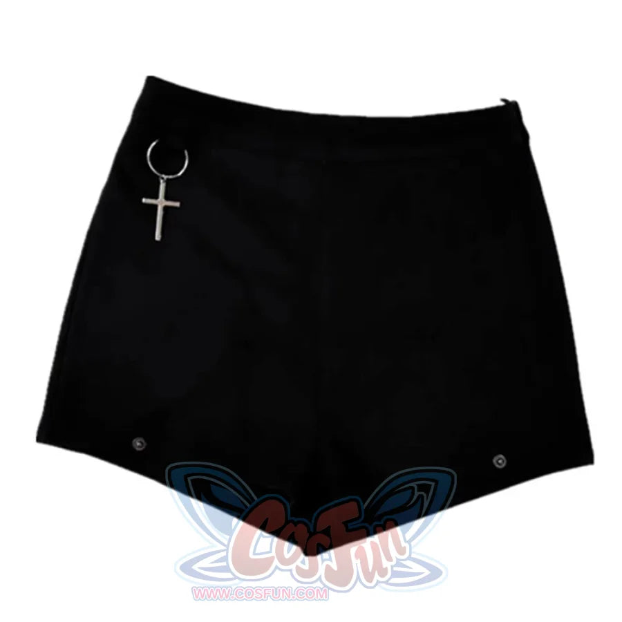 Unique Black Punk Cross Pendant Removable Leg Ring High Waist Cool Girl Shorts S20053 L / Black Shorts