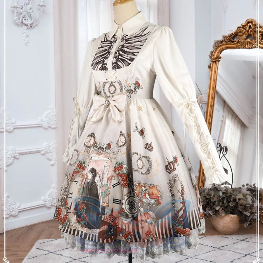 Vintage Gothic Lolita Jumper Skirt and Long-sleeved Shirt
