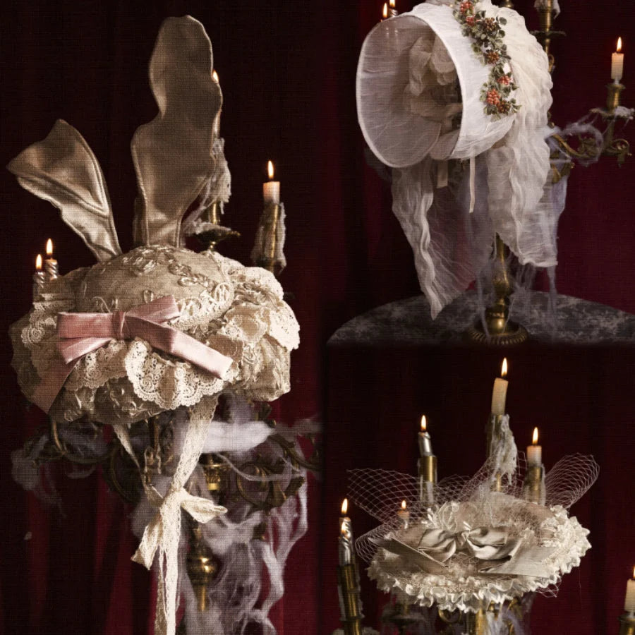 Rococo Duchess Summer Elegant Bunny Ear Dome Hat