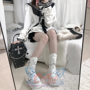 Original Spice Girl Lolita Round Toe Short Boots S22657 - cosfun
