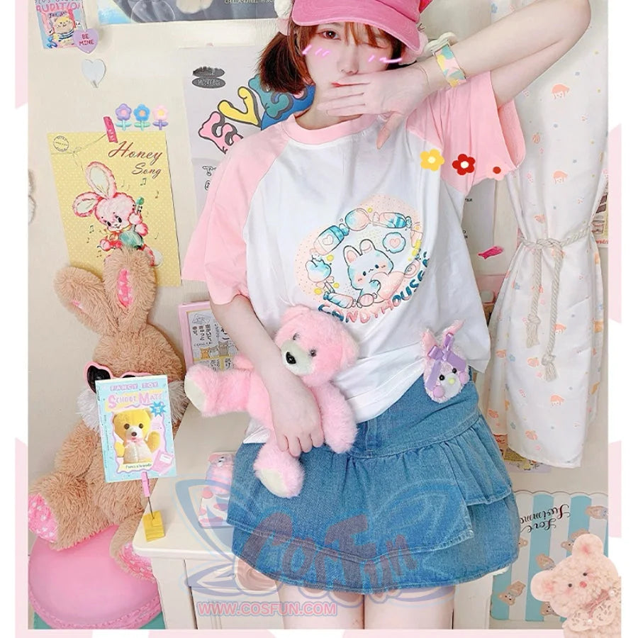 Japanese Cartoon Printed Short-sleeved Top