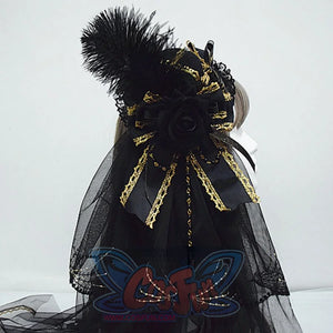 Original Gorgeous Lolita Feather Veil Hat - cosfun