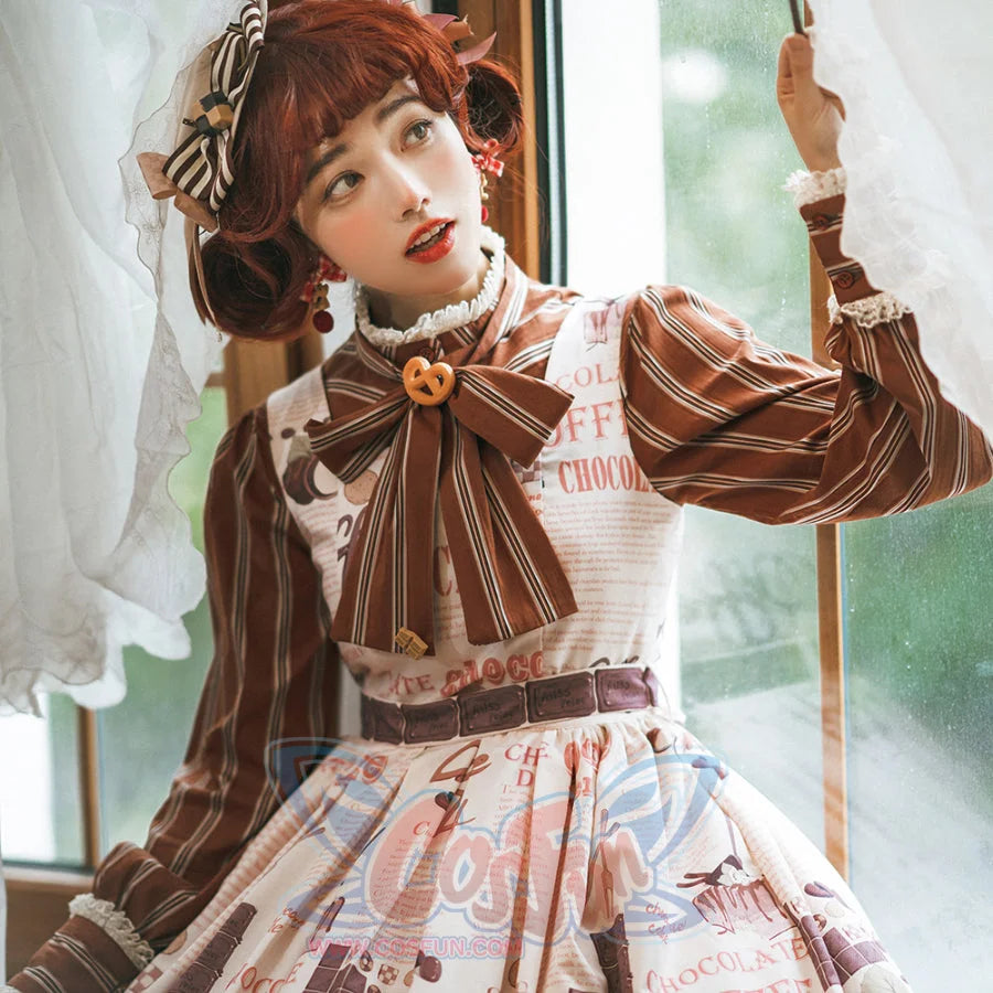 Chocolate Daily Sweet Lolita Stripe Long Sleeve Shirt