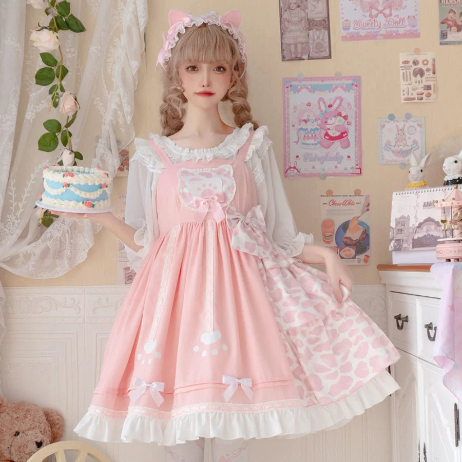 Daily Lovely Cat Paw Lolita Jumper Skirt - cosfun