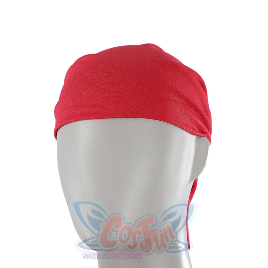 Elektra Natchios cosplay costume head scarf utilizes vibrant red stretch fabric that fits comfortably around the scalp area.