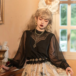 Egypt Style Embroidered Lolita Long Sleeve Shirt - cosfun