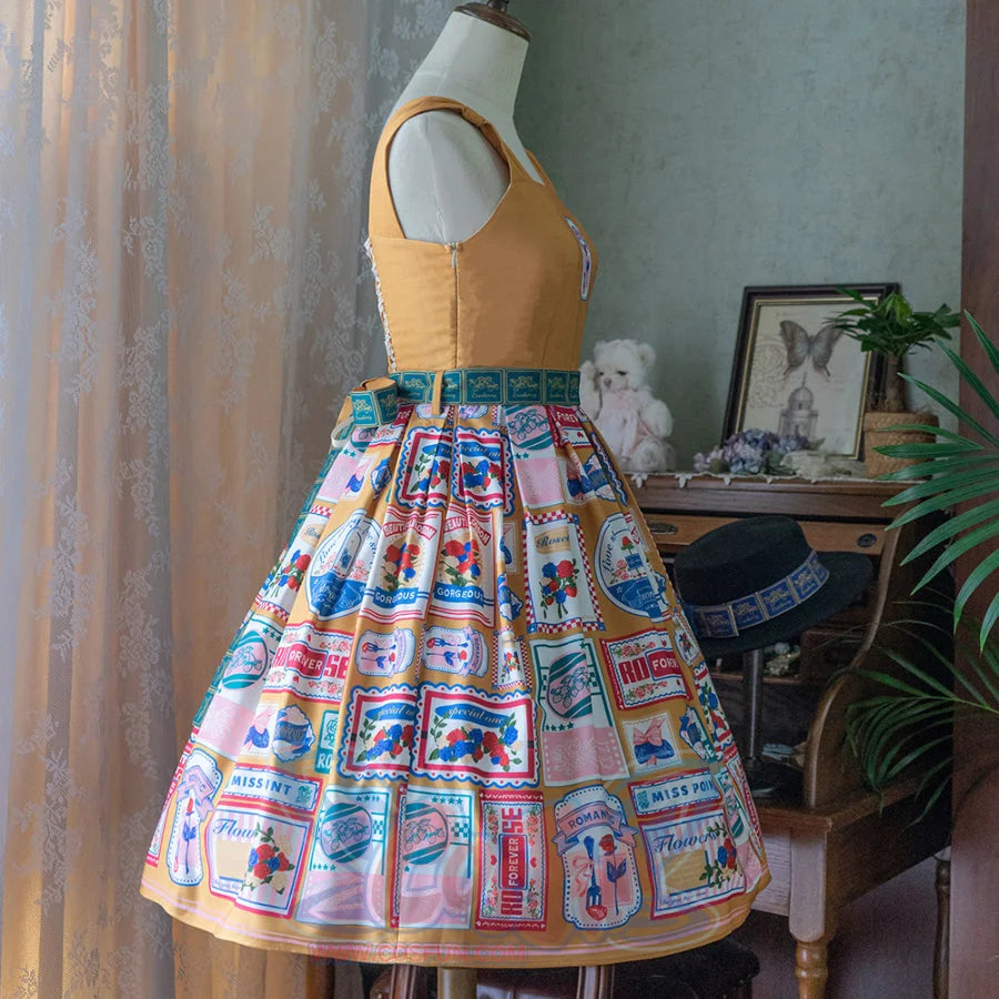 American Style Vintage Daily Lolita Jumper Skirt - cosfun