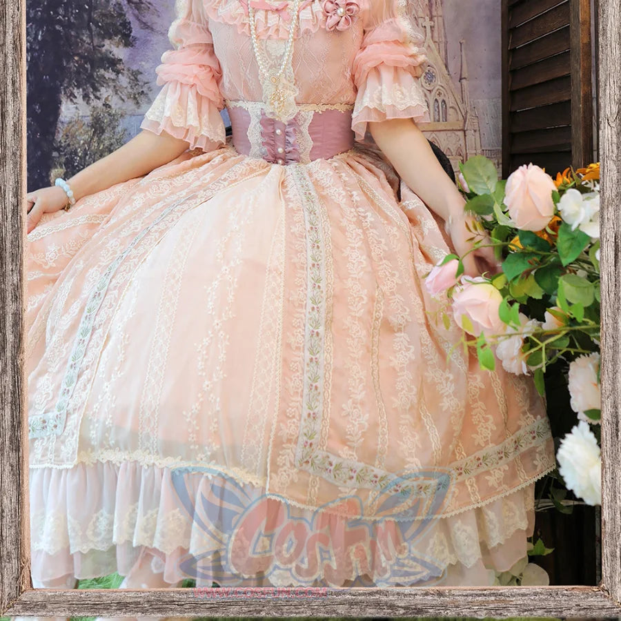 Spring Elegant Embroidered Lolita High Waist Skirt