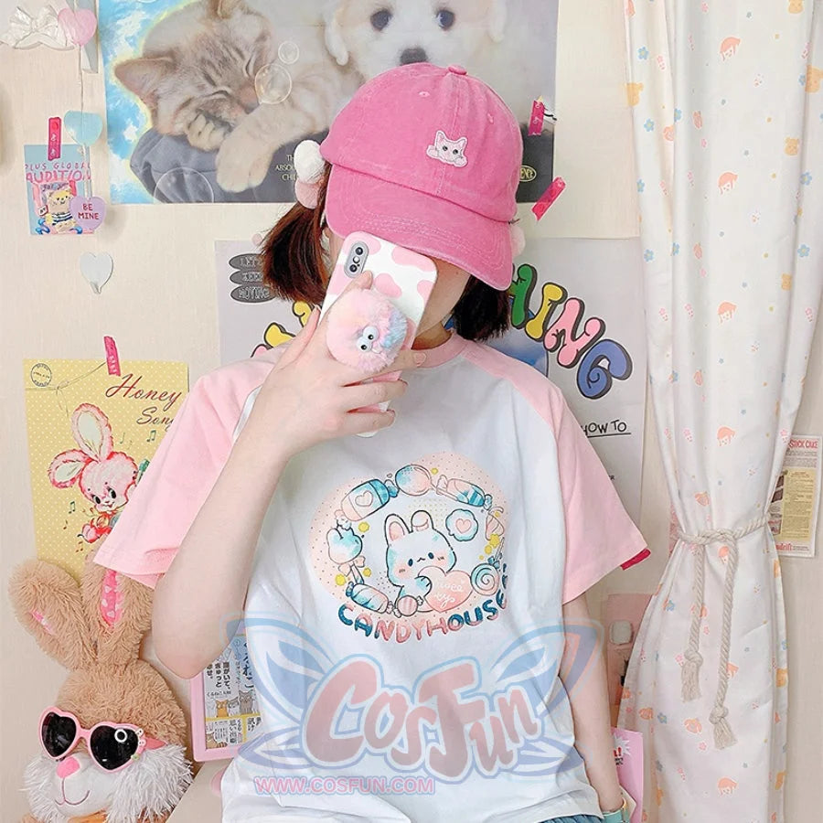 Japanese Cartoon Printed Short-sleeved Top