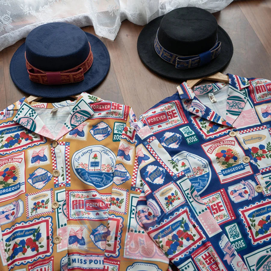 American Style Vintage Daily Lolita Printed Shirt - cosfun