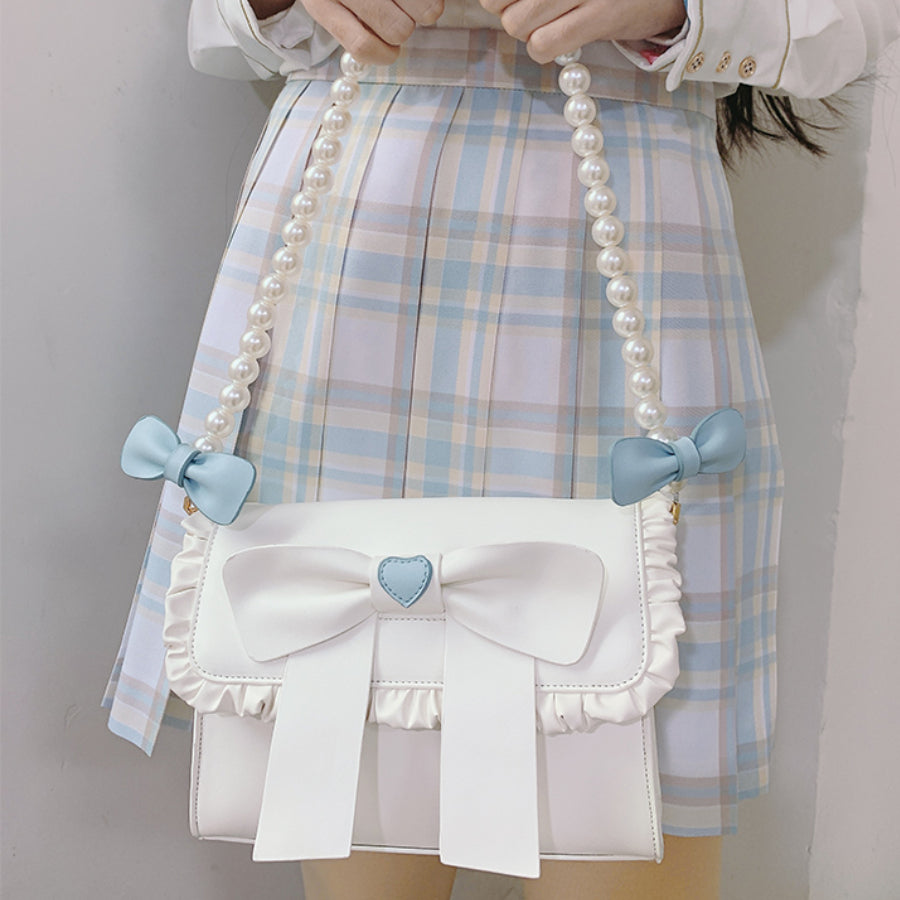 Lovely Pearl Chain Bowknot Crossbody Bag