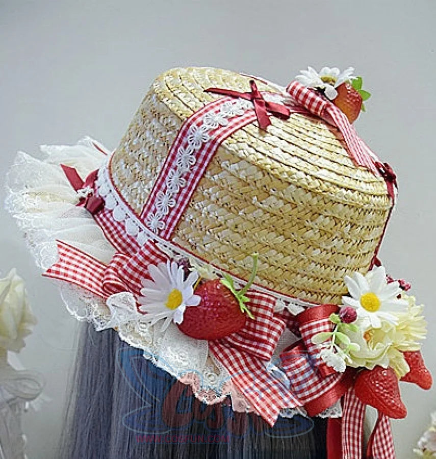 Sweet And Lovely Lolita Strawberry Straw Hat Sets
