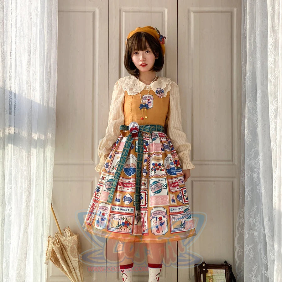 American Style Vintage Daily Lolita Jumper Skirt - cosfun
