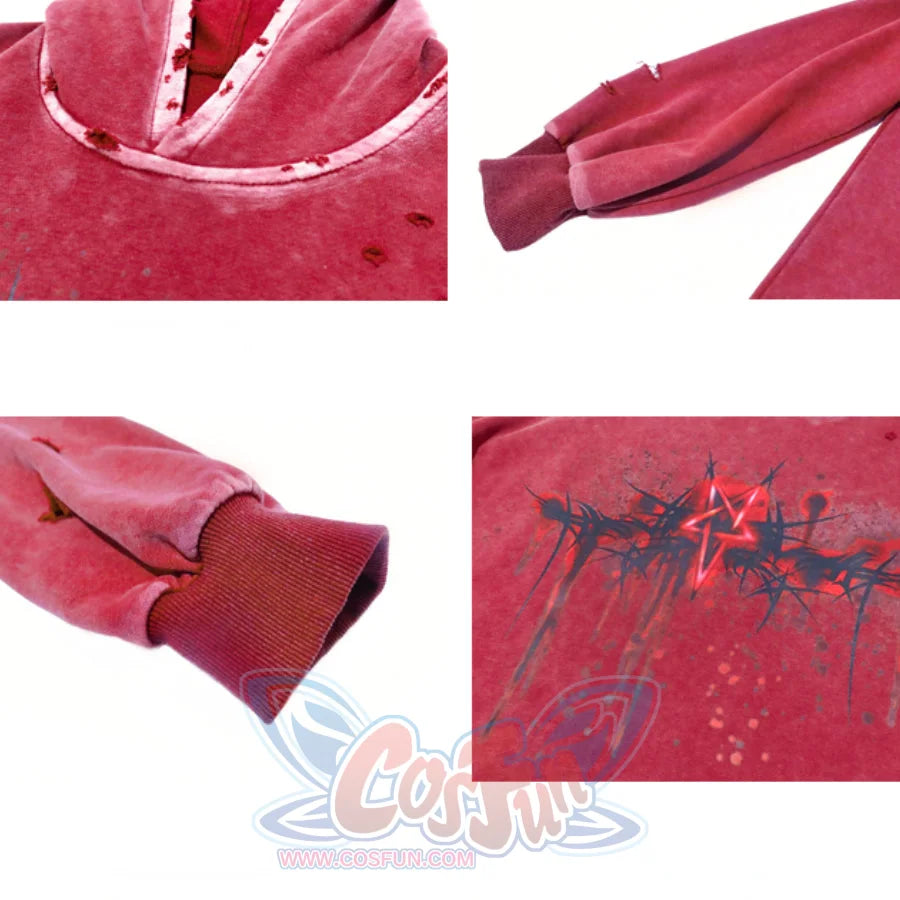 Winter Washed Terry Loop Printed Loose Long-Sleeved Hoodie