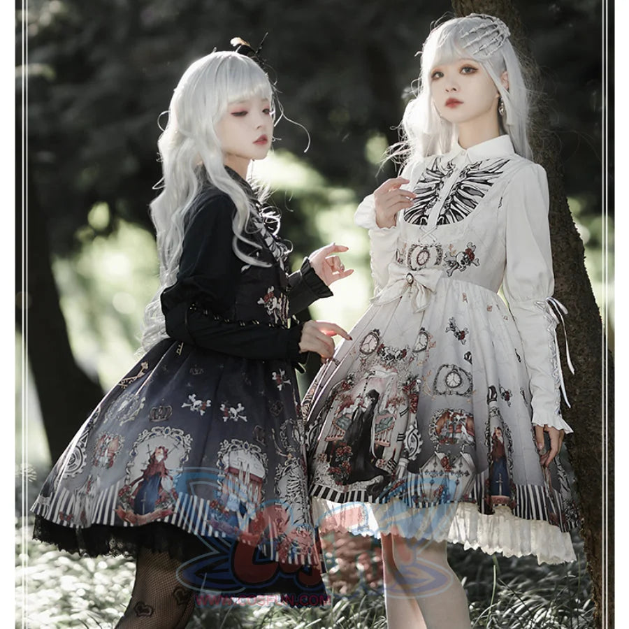 Vintage Gothic Lolita Jumper Skirt and Long-sleeved Shirt