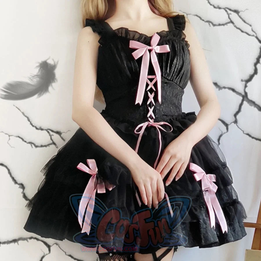 Sweet and Cool Gothic Lolita Slip Dress and Long-sleeved Dress S22810 - cosfun