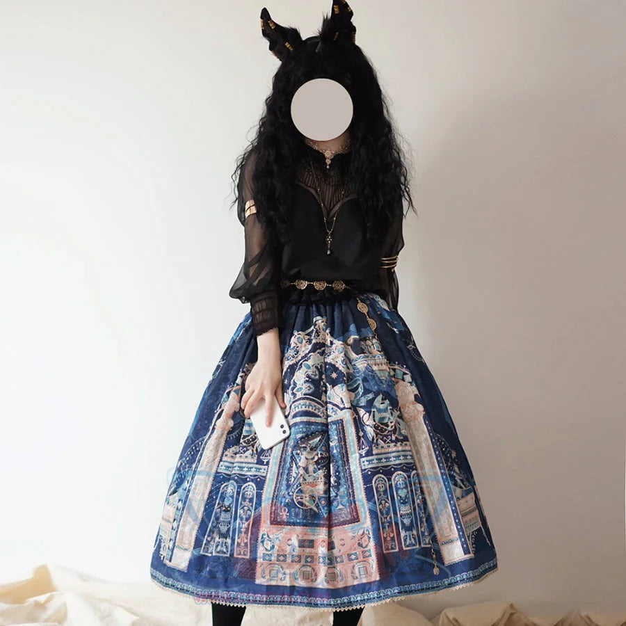 Egypt Style Simple Daily Lolita Printed Long Skirt