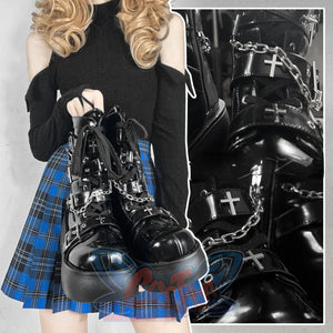 Original Spice Girl Lolita Round Toe Short Boots S22657 - cosfun