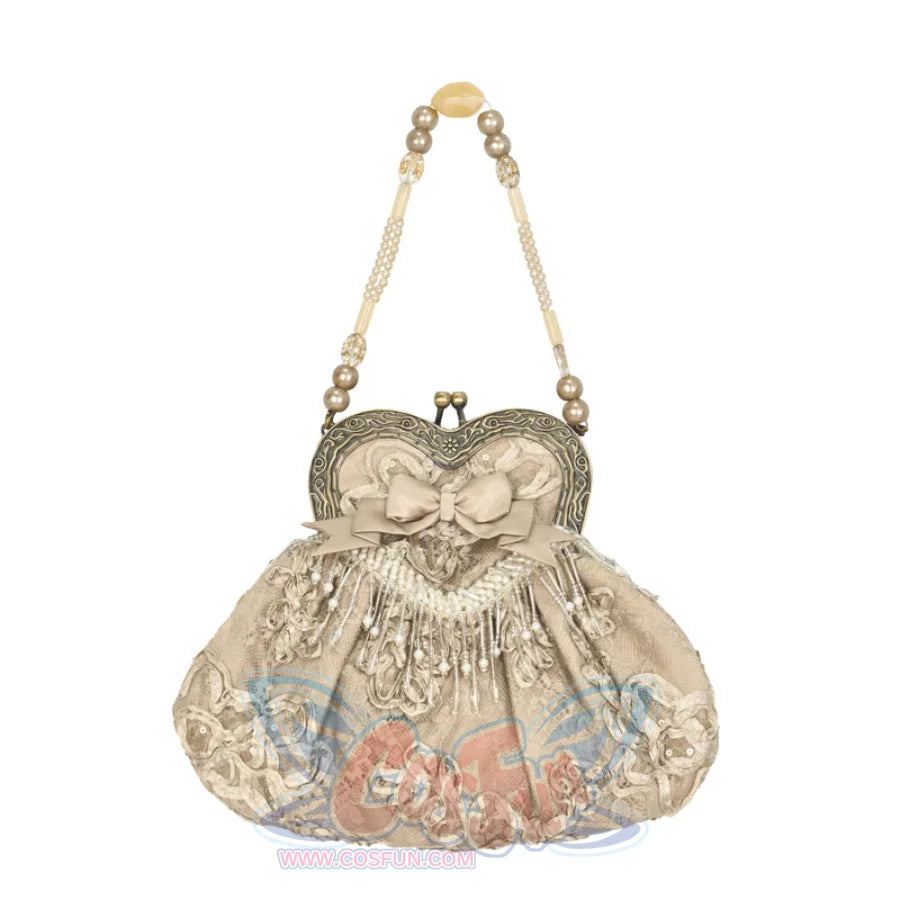 Rococo Duchess Heart Embroidered Elegant Vintage Style Handbag Heart Embroidered Bag
