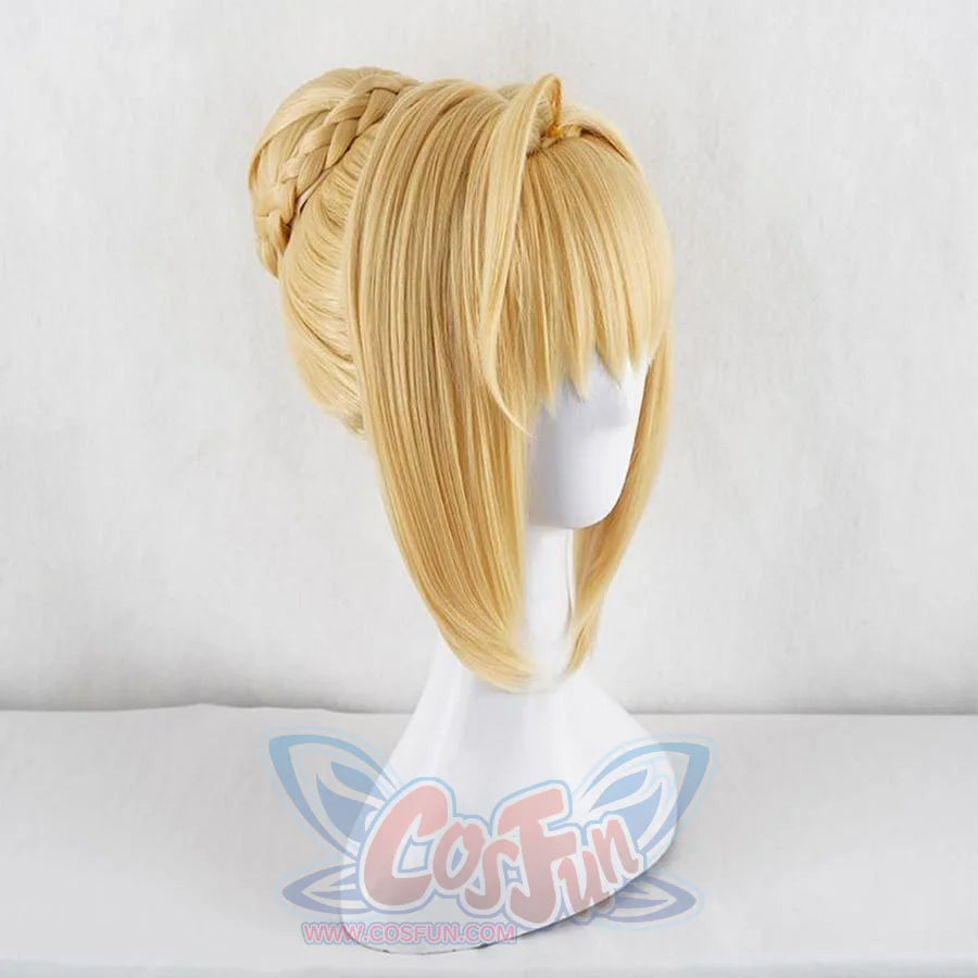 Fate Extra Nero Red Saber Cosplay Wig Bread Updo / Bun Halloween Hair Wigs