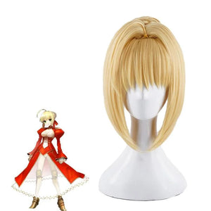 Fate Extra Nero Red Saber Cosplay Wig Bread Updo / Bun Halloween Hair Wigs
