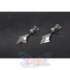 Felicia Hardy Urban Predator cosplay costume sets drop earrings below silver diamond accents.