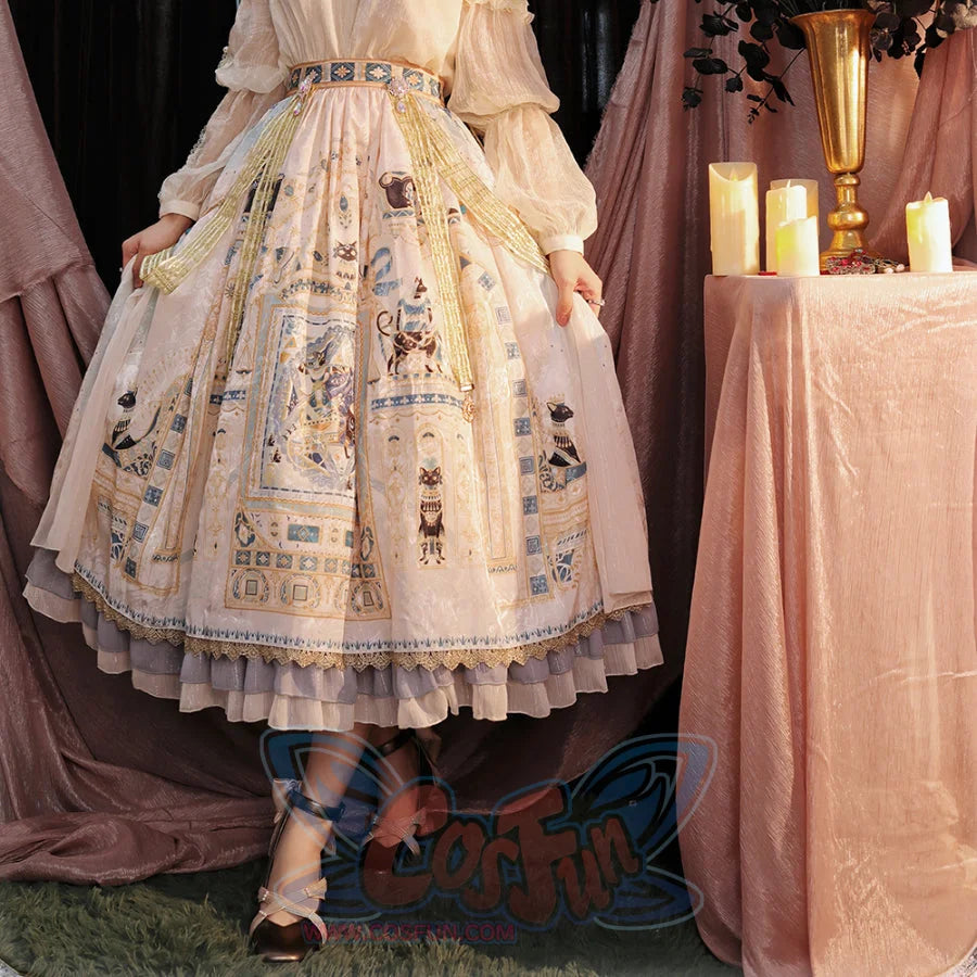Egypt Style Gorgeous Side Opening Lolita Printed Skirt - cosfun