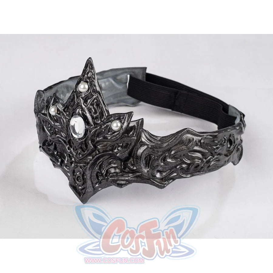 Dark Souls III Fire Keeper cosplay mask angled view frames flame-like filigree around gem-like accents