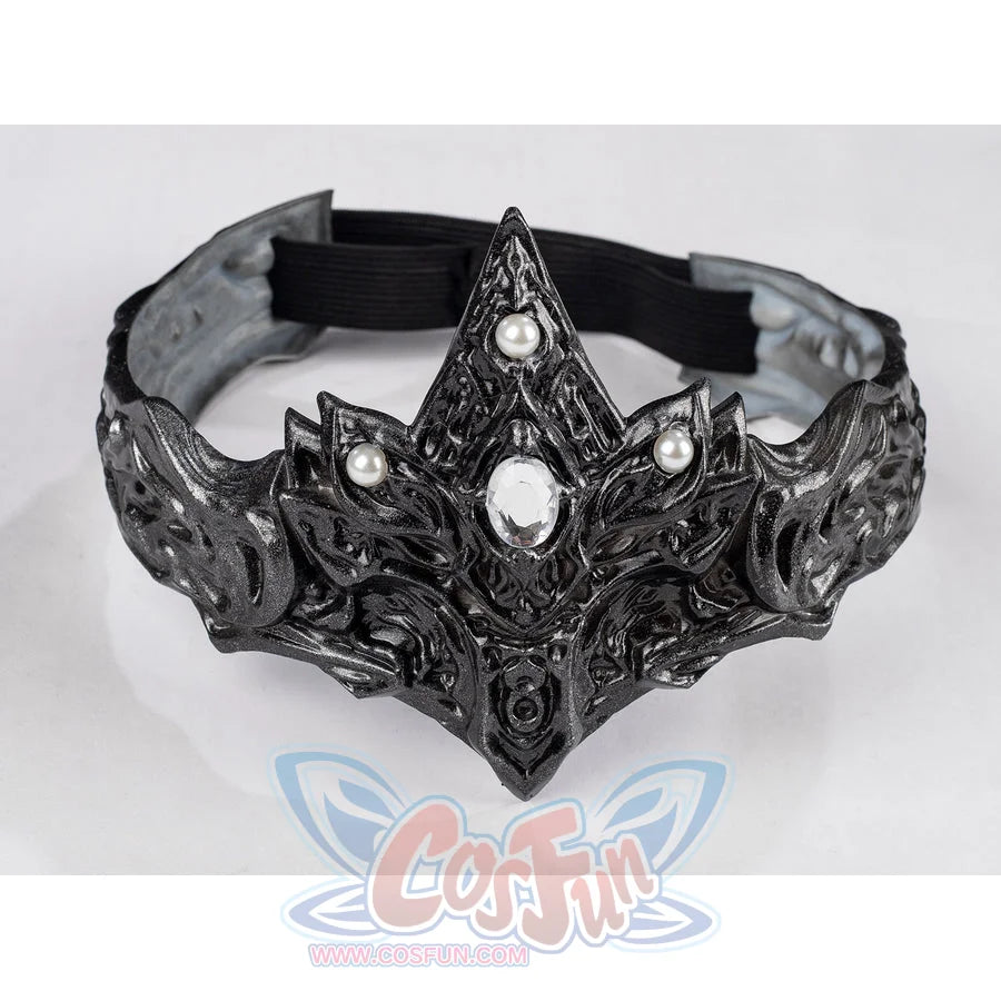 Dark Souls III Fire Keeper cosplay mask front view displays dark filigree around a raised center crest