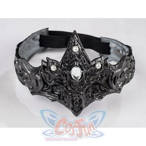 Dark Souls III Fire Keeper cosplay mask front view displays dark filigree around a raised center crest
