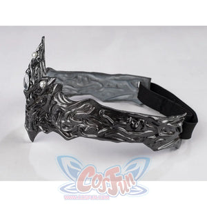 Dark Souls III Fire Keeper cosplay mask side profile shows sculpted filigree flowing into the back strap