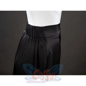 Dark Souls III Fire Keeper cosplay skirt waistband close-up shows soft pleats gathered beside a side tie