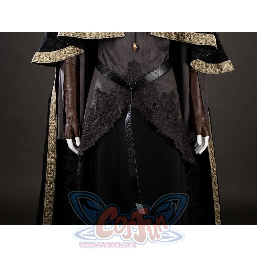 Dark Souls III Fire Keeper cosplay costume waist detail sets layered front panels against dark lace