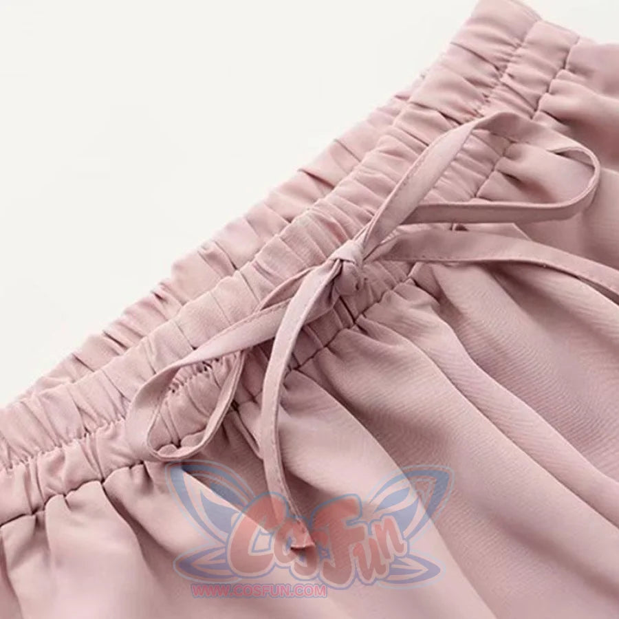 Flower Embroidery Bow Knot Wide Leg Pants