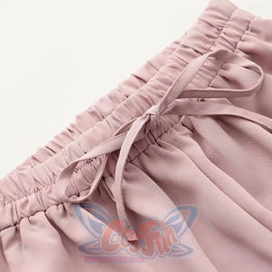 Flower Embroidery Bow Knot Wide Leg Pants