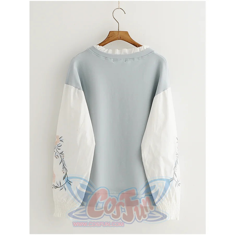 Flower Embroidery Patchwork Fake Two-Piece Sweatshirt Mp006016 M